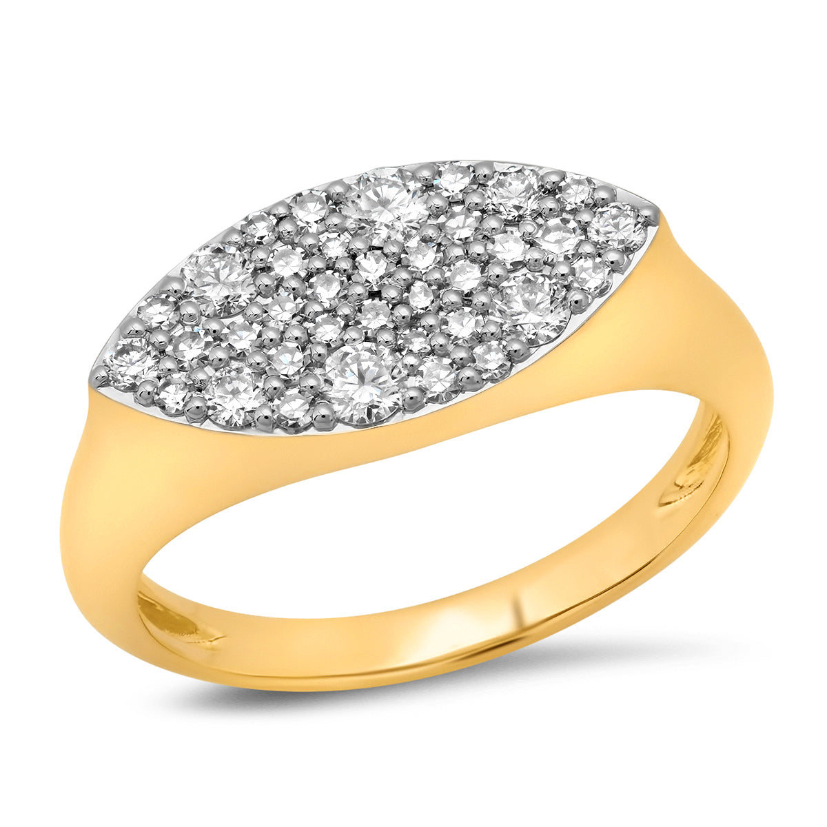 14K Yellow Gold Diamond Evil Eye Signet Ring